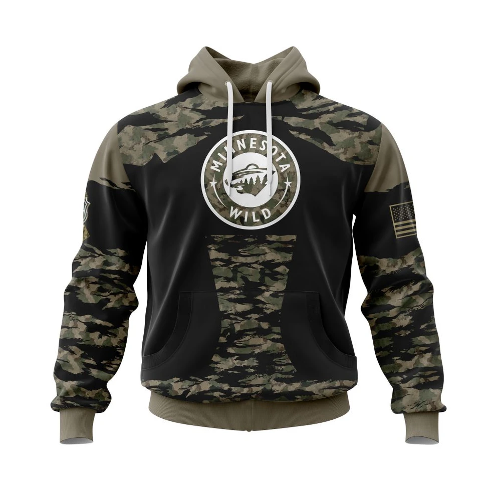 Hoodie Minnesota Wild Honors Veterans And Military Members All Over Print Hoodie Style 99505