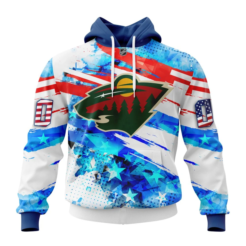 Hoodie Minnesota Wild Special Concept For Independence Day All Over Print Hoodie Style 91929