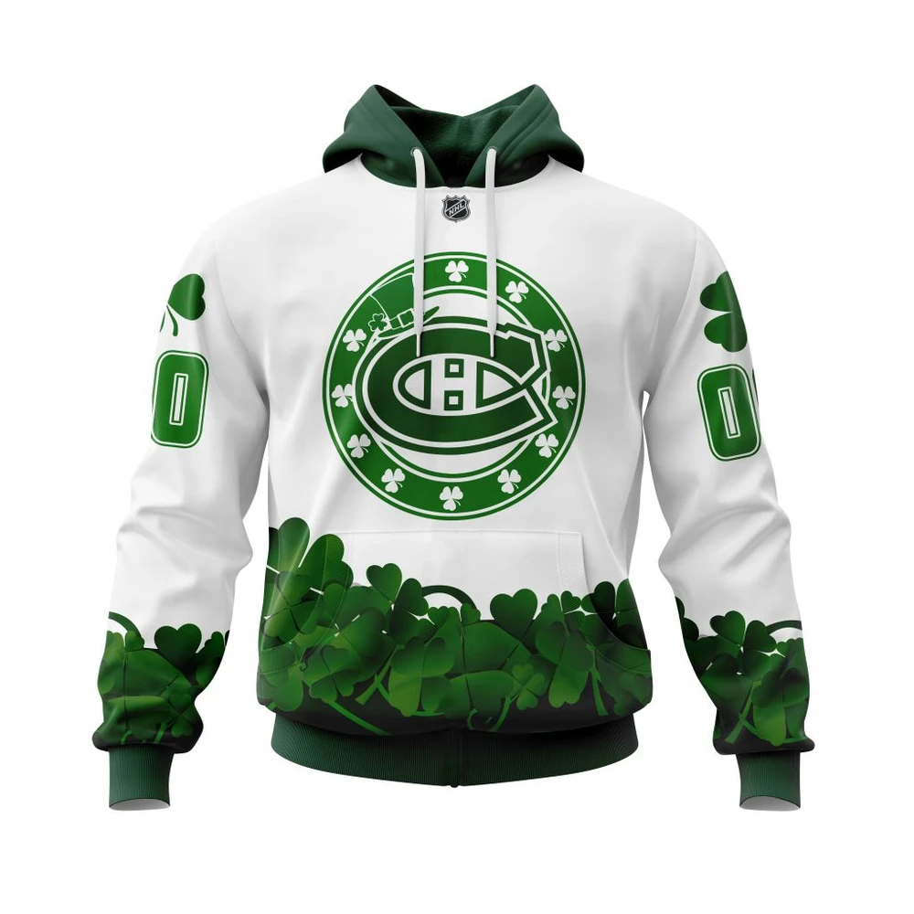 Hoodie Montreal Canadiens Happy St.Patrick Days Jersey All Over Print Hoodie Style 14356
