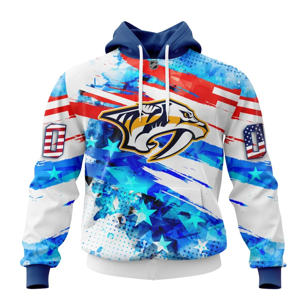 Hoodie Nashville Predators Special Concept For Independence Day All Over Print Hoodie Style 53037