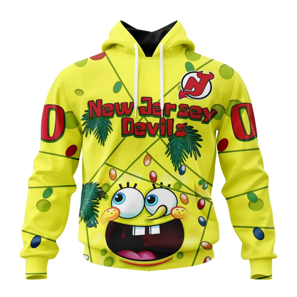 Hoodie New Jersey Devils Specialized Jersey With Spongebob All Over Print Hoodie Style 57822