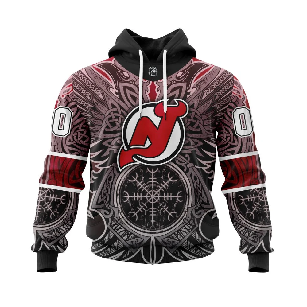 Hoodie New Jersey Devils Specialized Norse Viking Symbols All Over Print Hoodie Style 45630
