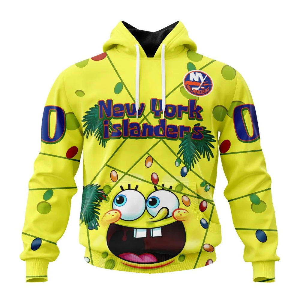 Hoodie New York Islanders Specialized Jersey With Spongebob All Over Print Hoodie Style 13921