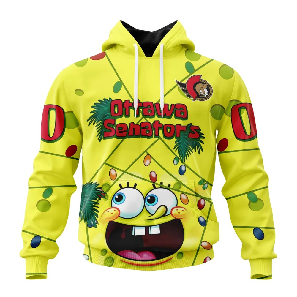 Hoodie Ottawa Senators Specialized Jersey With Spongebob All Over Print Hoodie Style 37314