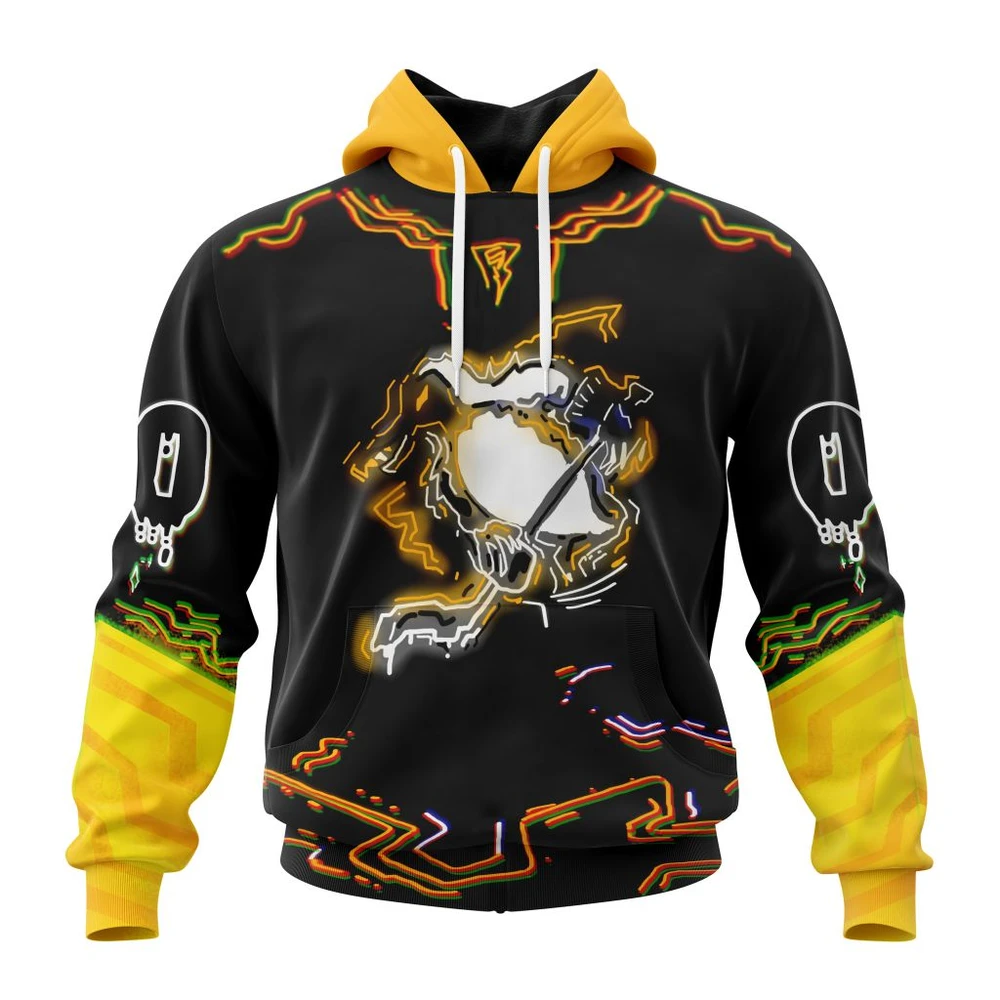 Hoodie Pittsburgh Penguins Specialized Jersey For Halloween Night All Over Print Hoodie Style 61459