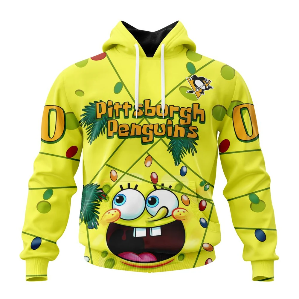 Hoodie Pittsburgh Penguins Specialized Jersey With Spongebob All Over Print Hoodie Style 50833