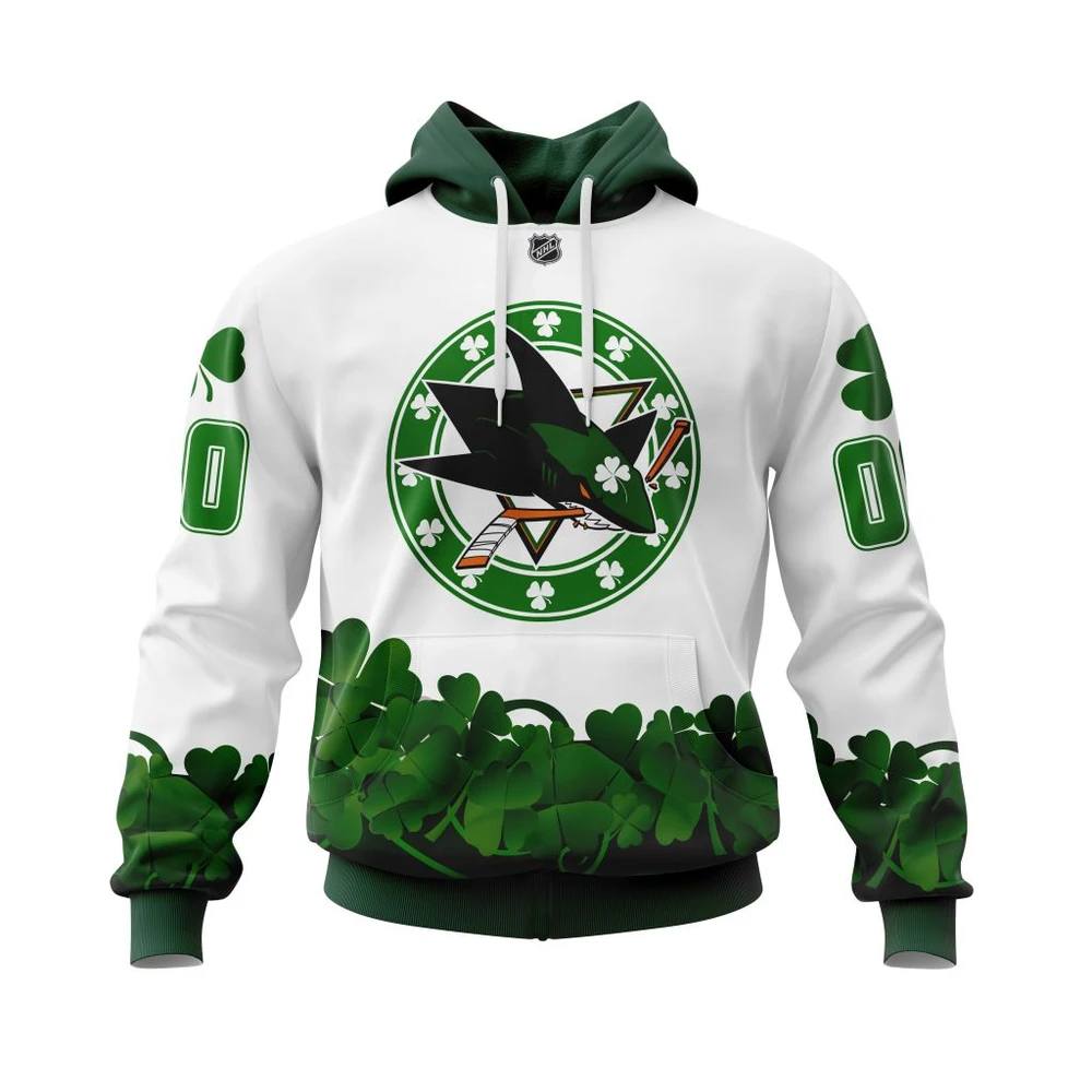 Hoodie San Jose Sharks Happy St.Patrick Days Jersey All Over Print Hoodie Style 35761
