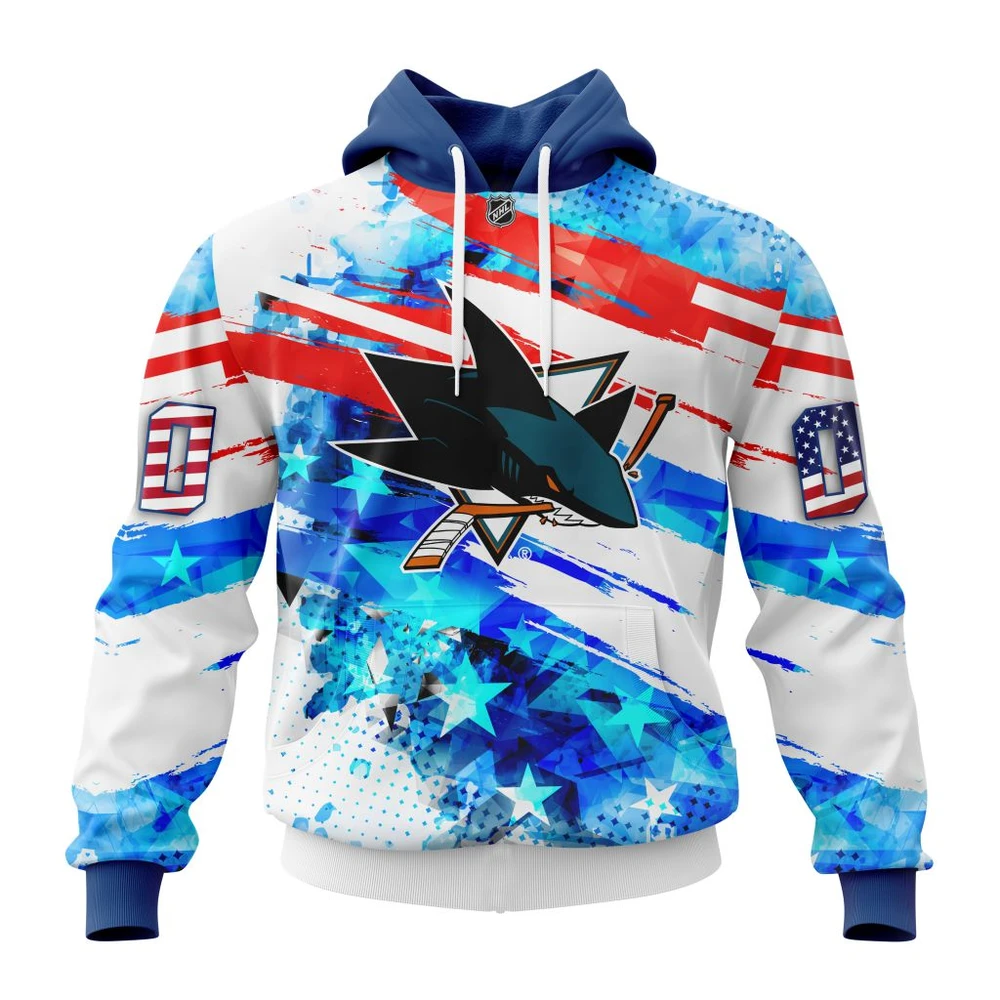Hoodie San Jose Sharks Special Concept For Independence Day All Over Print Hoodie Style 74265