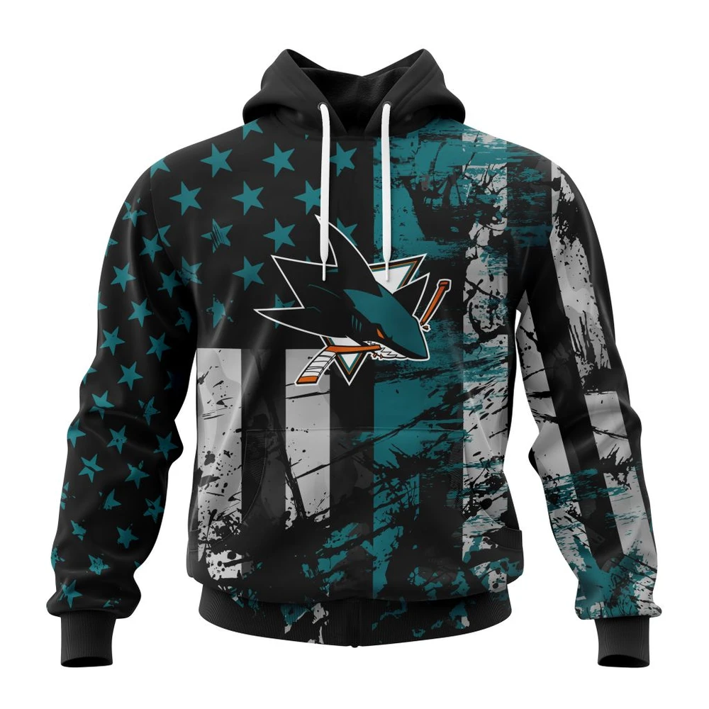 Hoodie San Jose Sharks Specialized Jersey For America All Over Print Hoodie Style 11362