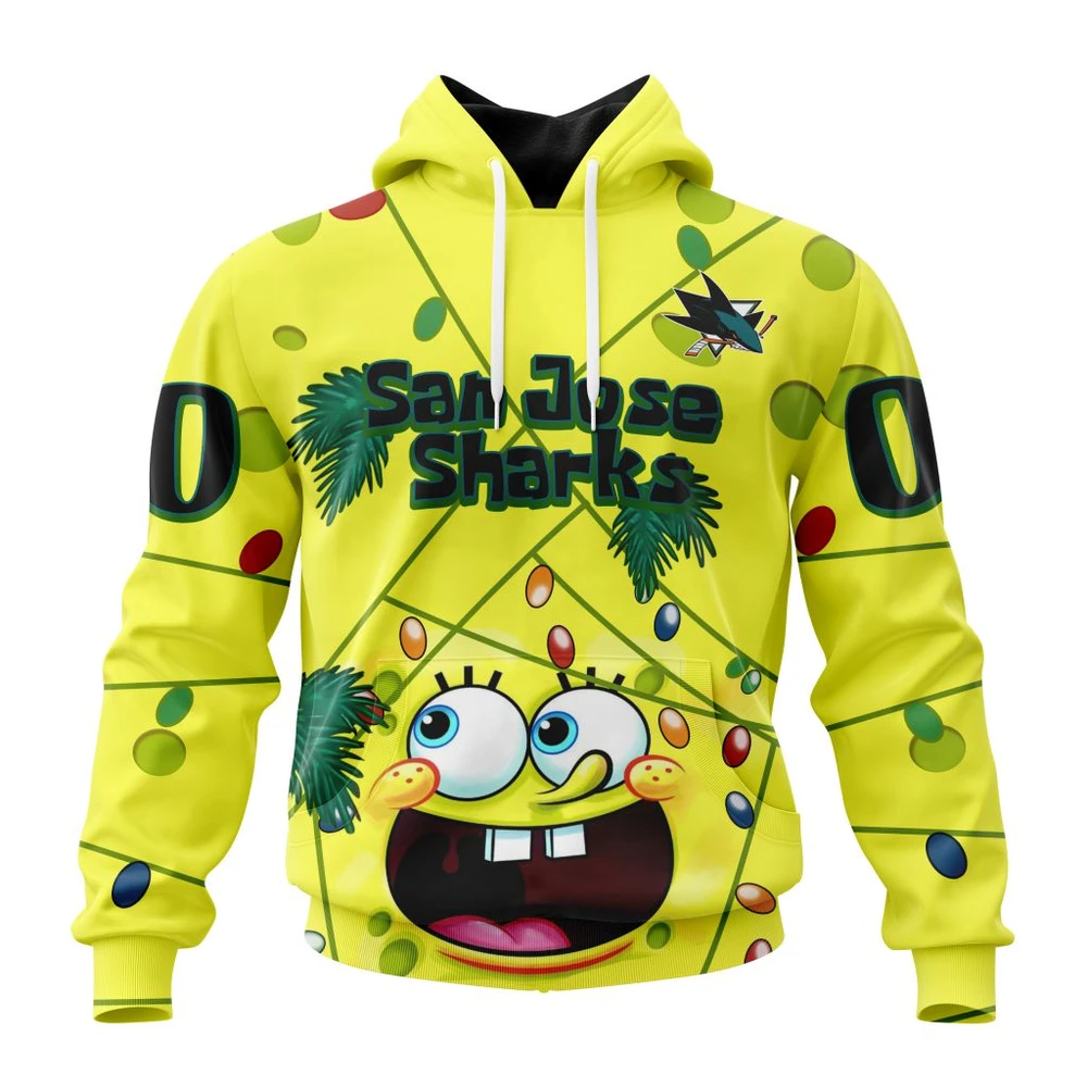 Hoodie San Jose Sharks Specialized Jersey With Spongebob All Over Print Hoodie Style 78829