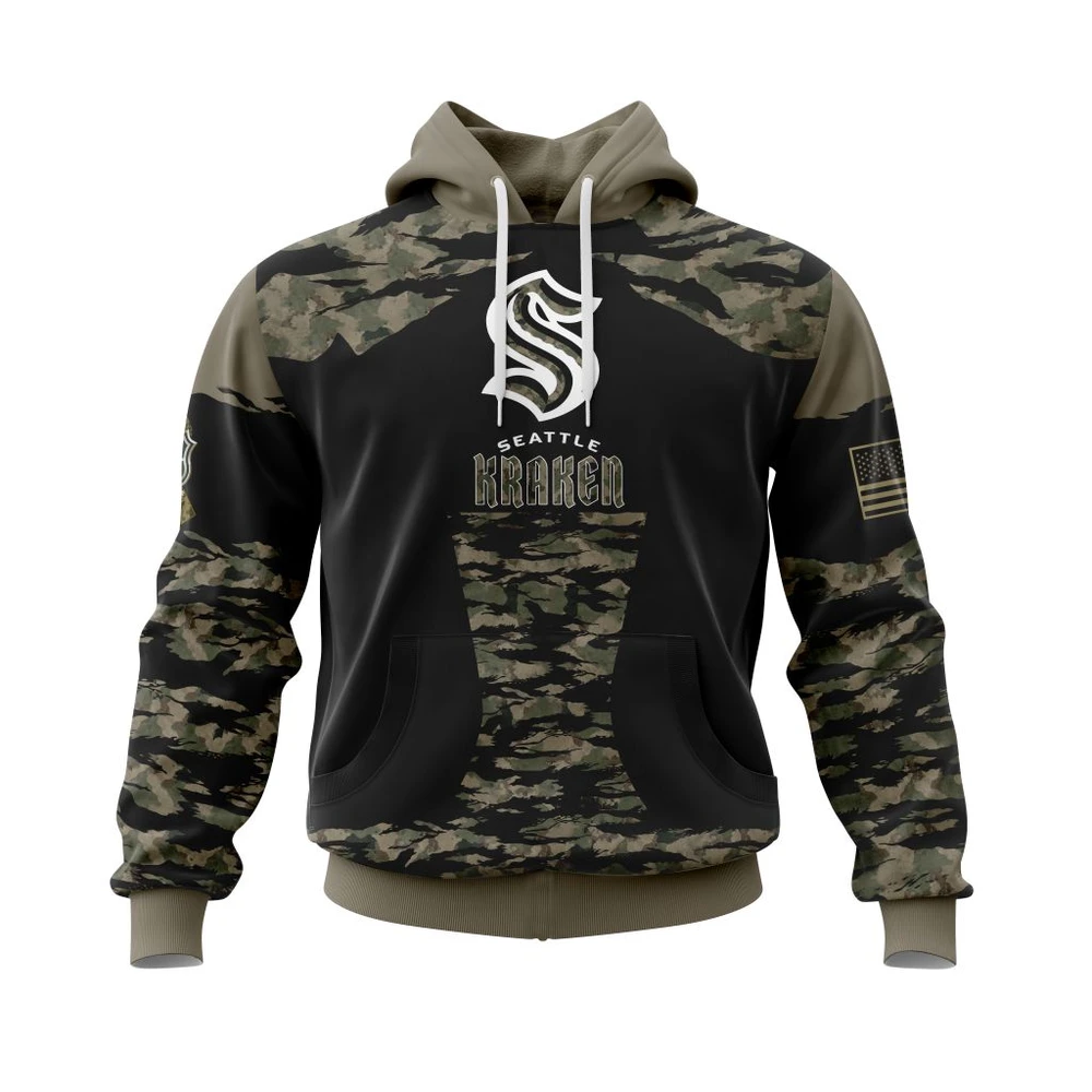 Hoodie Seattle Kraken Honors Veterans And Military Members All Over Print Hoodie Style 27923