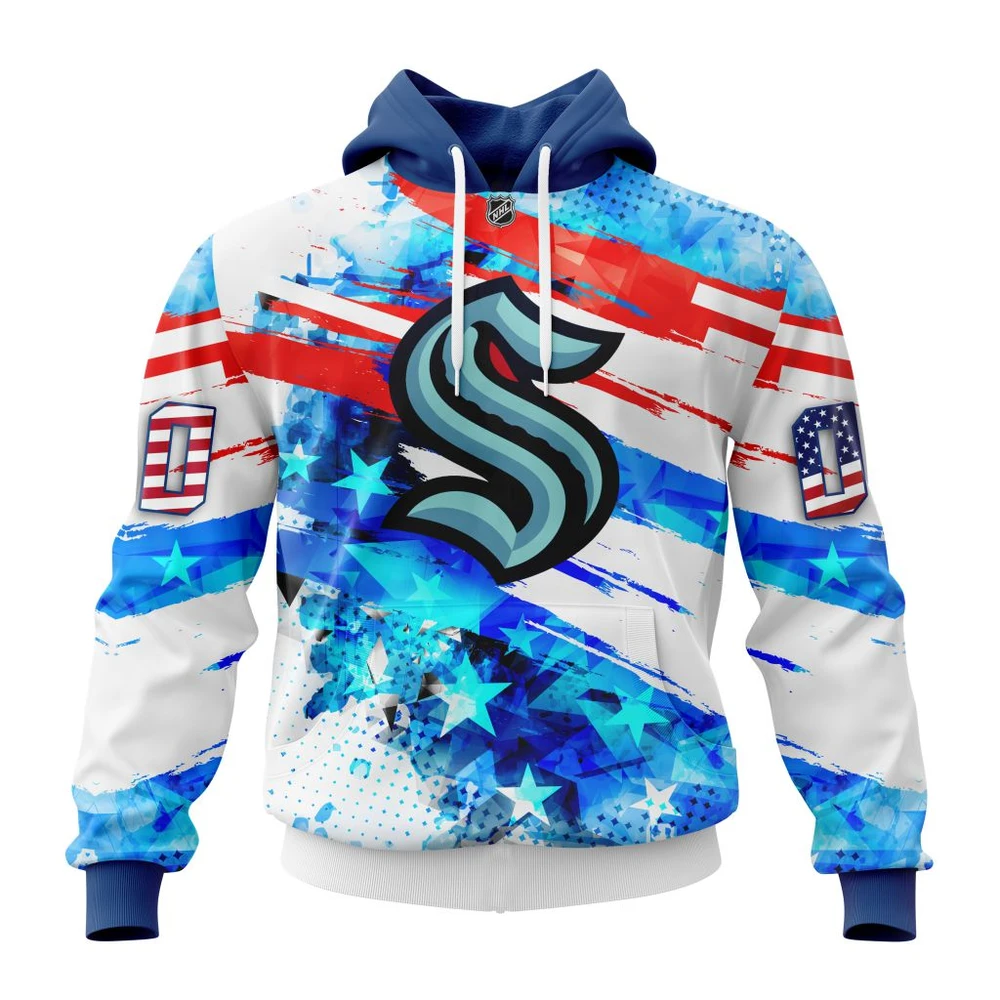 Hoodie Seattle Kraken Special Concept For Independence Day All Over Print Hoodie Style 43796