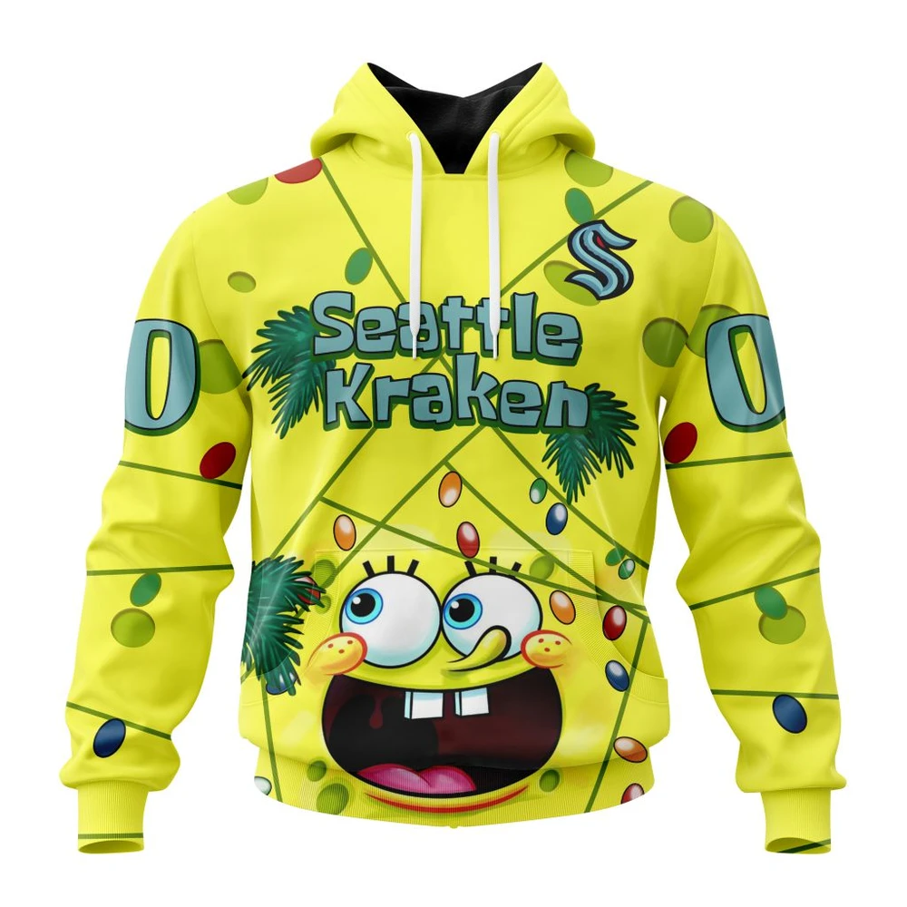 Hoodie Seattle Kraken Specialized Jersey With Spongebob All Over Print Hoodie Style 30674