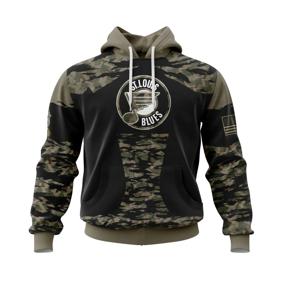Hoodie St. Louis Blues Honors Veterans And Military Members All Over Print Hoodie Style 83457
