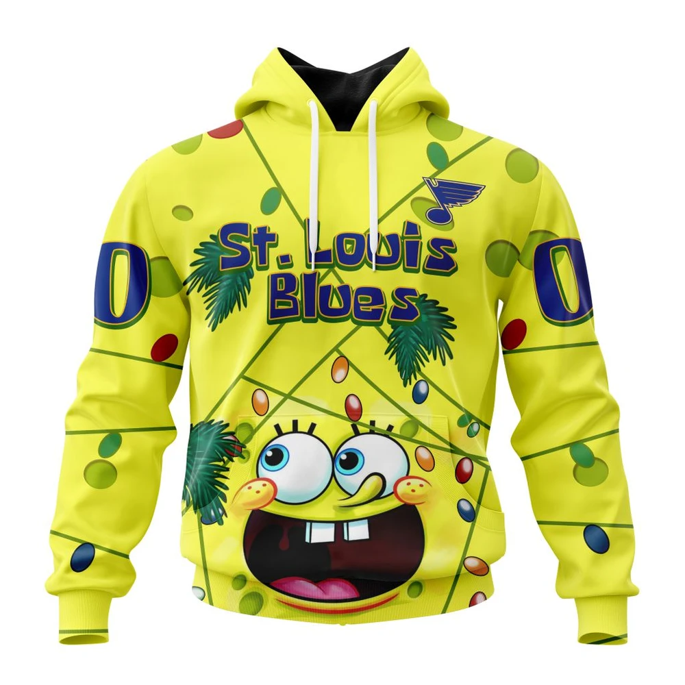 Hoodie St. Louis Blues Specialized Jersey With Spongebob All Over Print Hoodie Style 10100