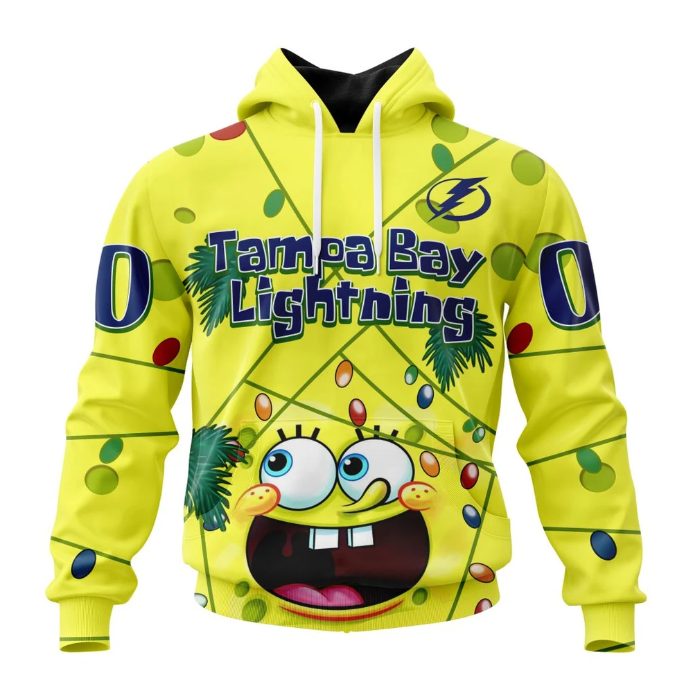 Hoodie Tampa Bay Lightning Specialized Jersey With Spongebob All Over Print Hoodie Style 64278