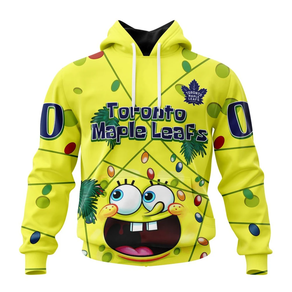 Hoodie Toronto Maple Leafs Specialized Jersey With Spongebob All Over Print Hoodie Style 19668