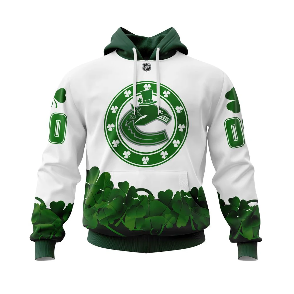 Hoodie Vancouver Canucks Happy St.Patrick Days Jersey All Over Print Hoodie Style 95642