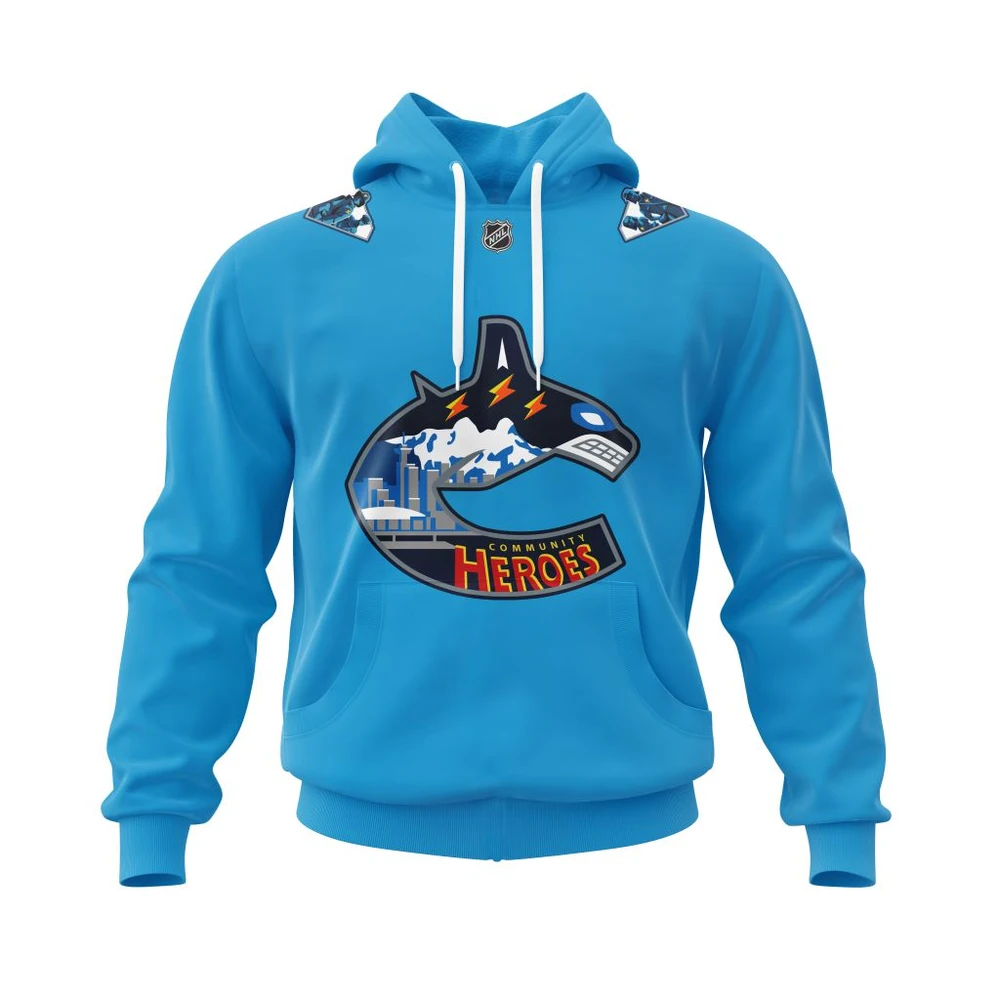Hoodie Vancouver Canucks Specialized Community Heroes Night All Over Print Hoodie Style 10887