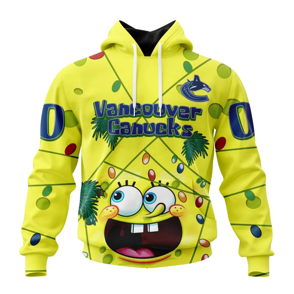 Hoodie Vancouver Canucks Specialized Jersey With Spongebob All Over Print Hoodie Style 45263