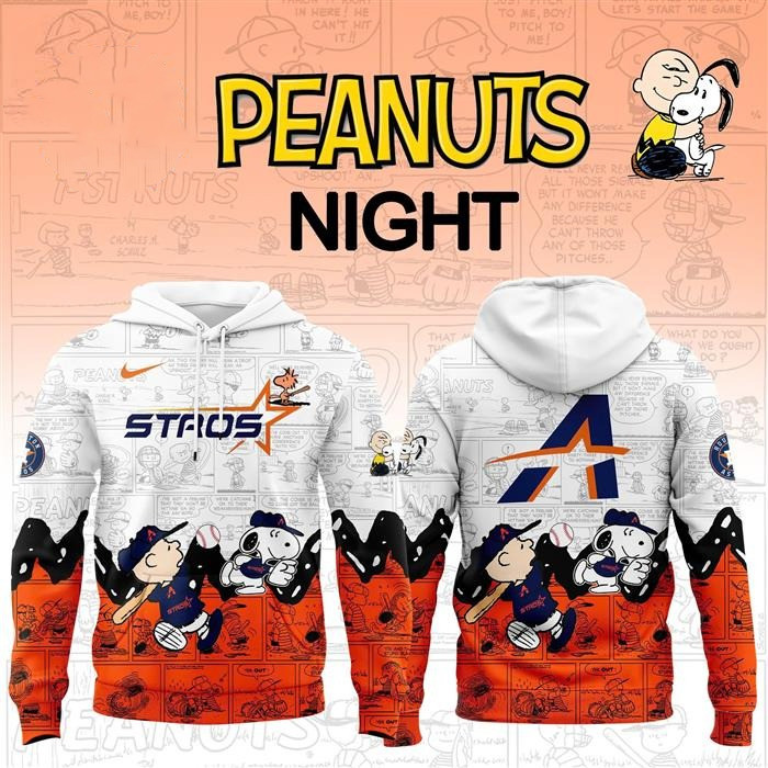 Houston Astros 75th Anniversary of Peanuts Hoodie Baseball Team Gift Ideas