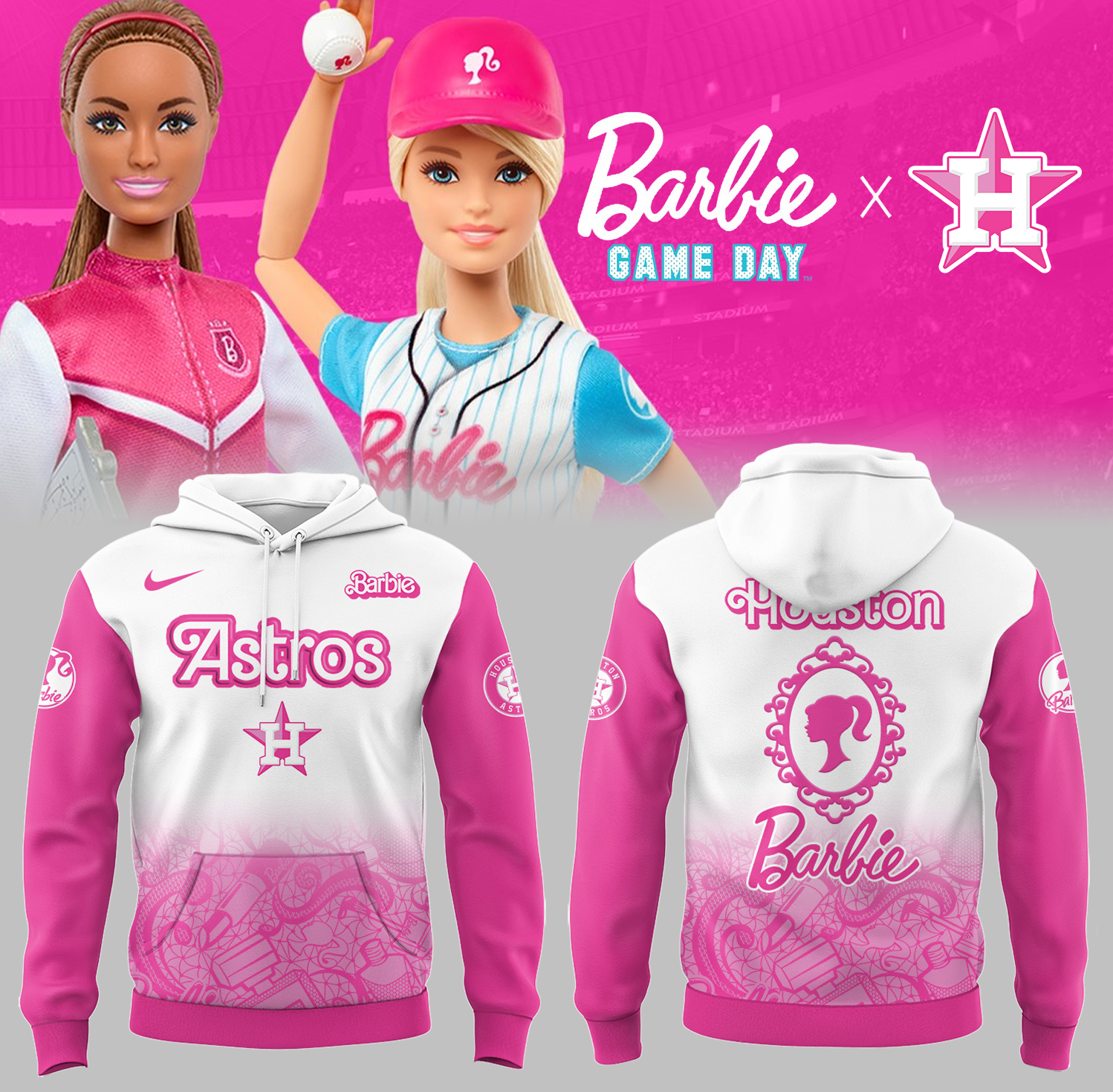 Houston Astros Baseball Barbie Night Hoodie Baseball Fan Presents