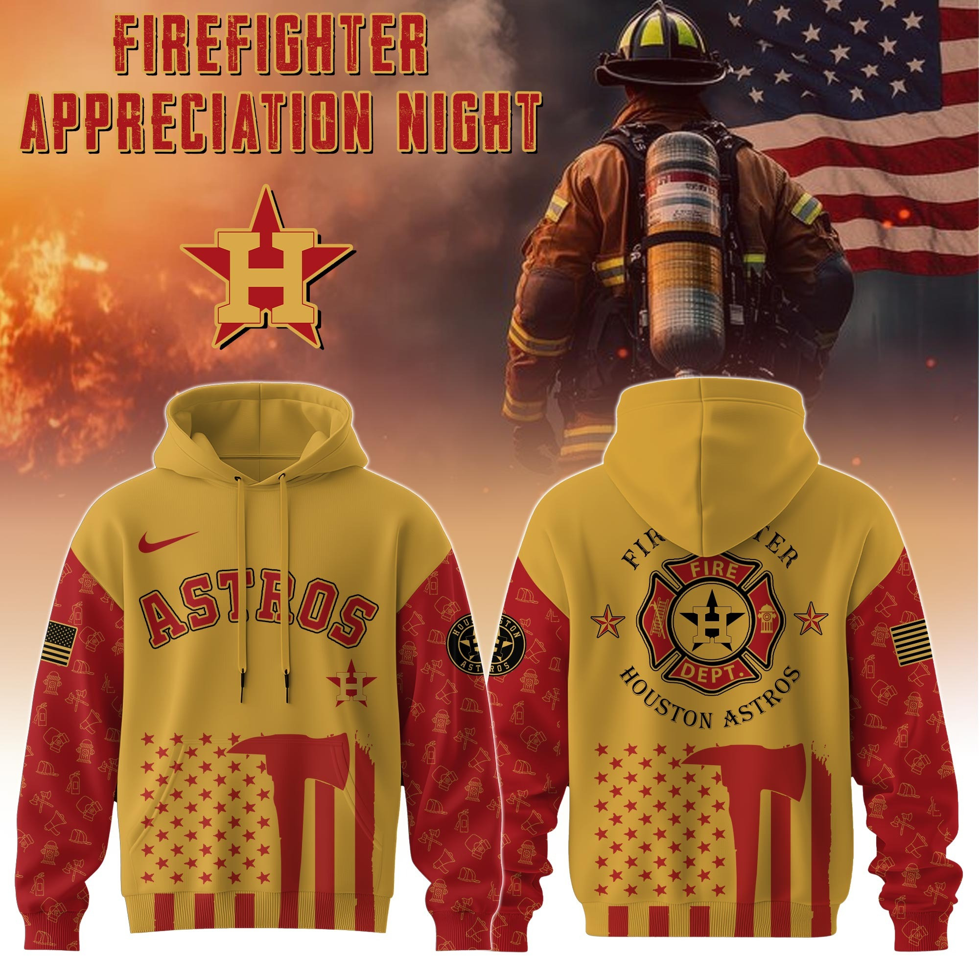 Houston Astros MLB X Firefighter Appreciation Night Hoodie Best BaseballMerch
