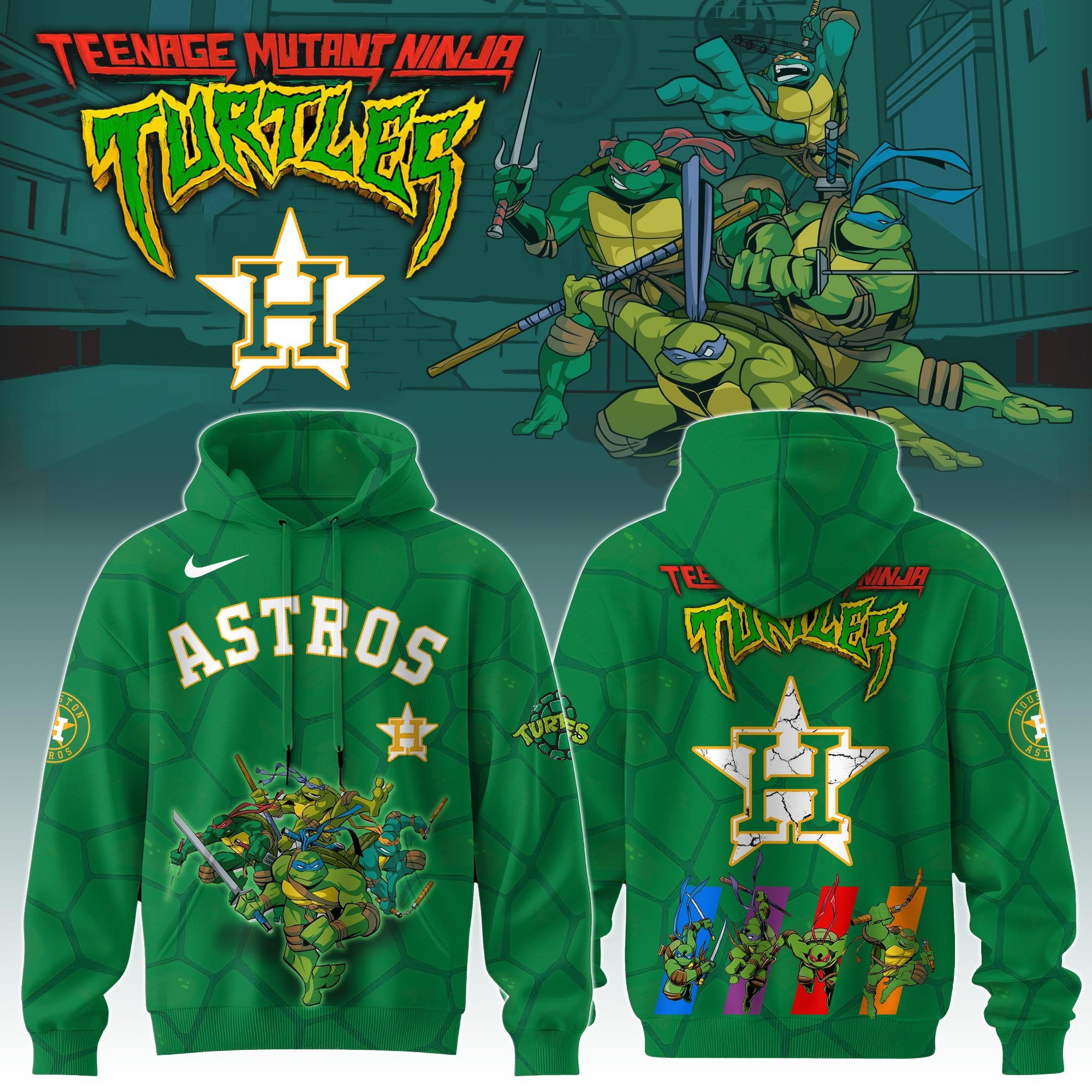 Houston Astros MLB X Ninja Turtles Hoodie Baseball Ninja Turtles LoversFor Him