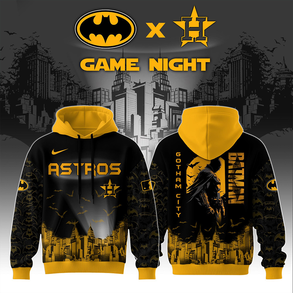 Houston Astros x DC Batman Game Night Hoodie Baseball Team Gift Ideas