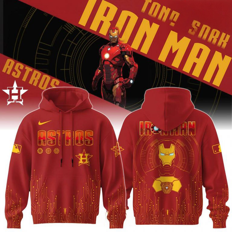 Houston Astros x Iron Man Game Night Red Hoodie