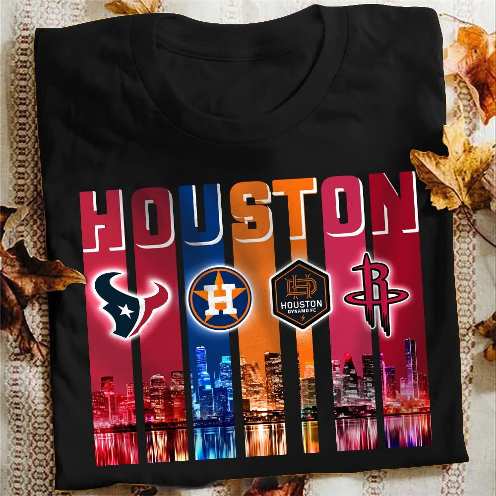Houston City Sport Teams Skyline T-Shirt Best Gifts For Houston Sports Fans For Him Her Oregontrailrvpk Shirt