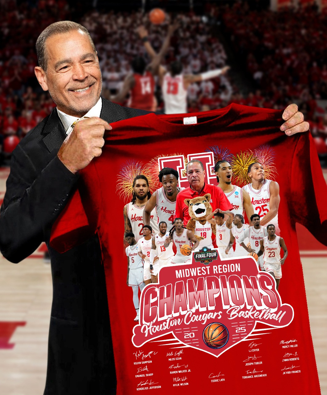 Houston Cougars Basketball Midwest Region Championship 2025 T-Shirt Final Four Merch Oregontrailrvpk Shirt