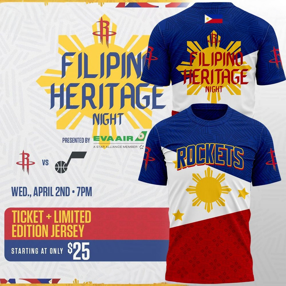 Houston Rockets Filipino Heritage Night 2025 T-Shirt Cool Gifts For Basketball Fans Oregontrailrvpk Shirt