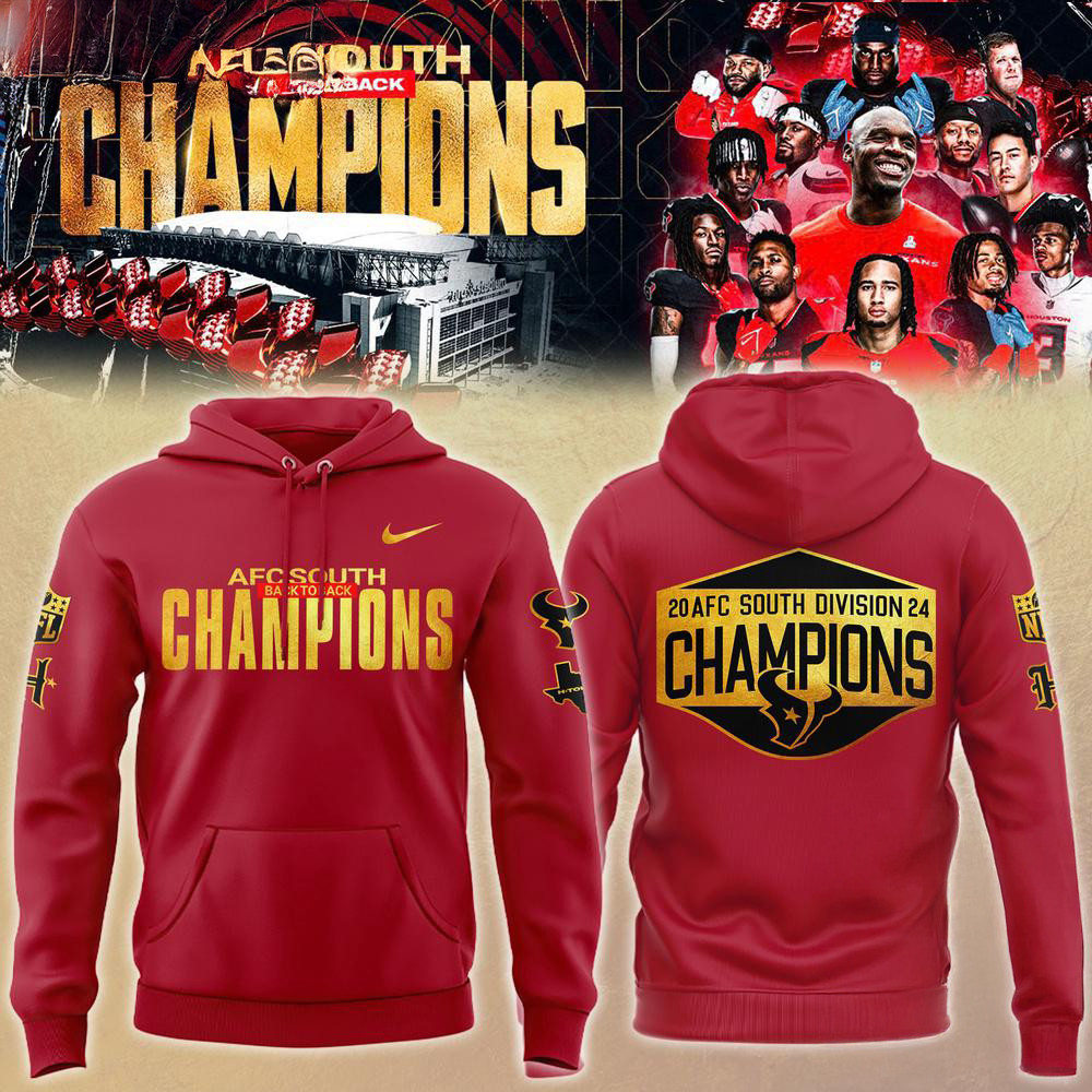 Houston Texans 2024 AFC South Division Champions Red Hoodie Football Gifts