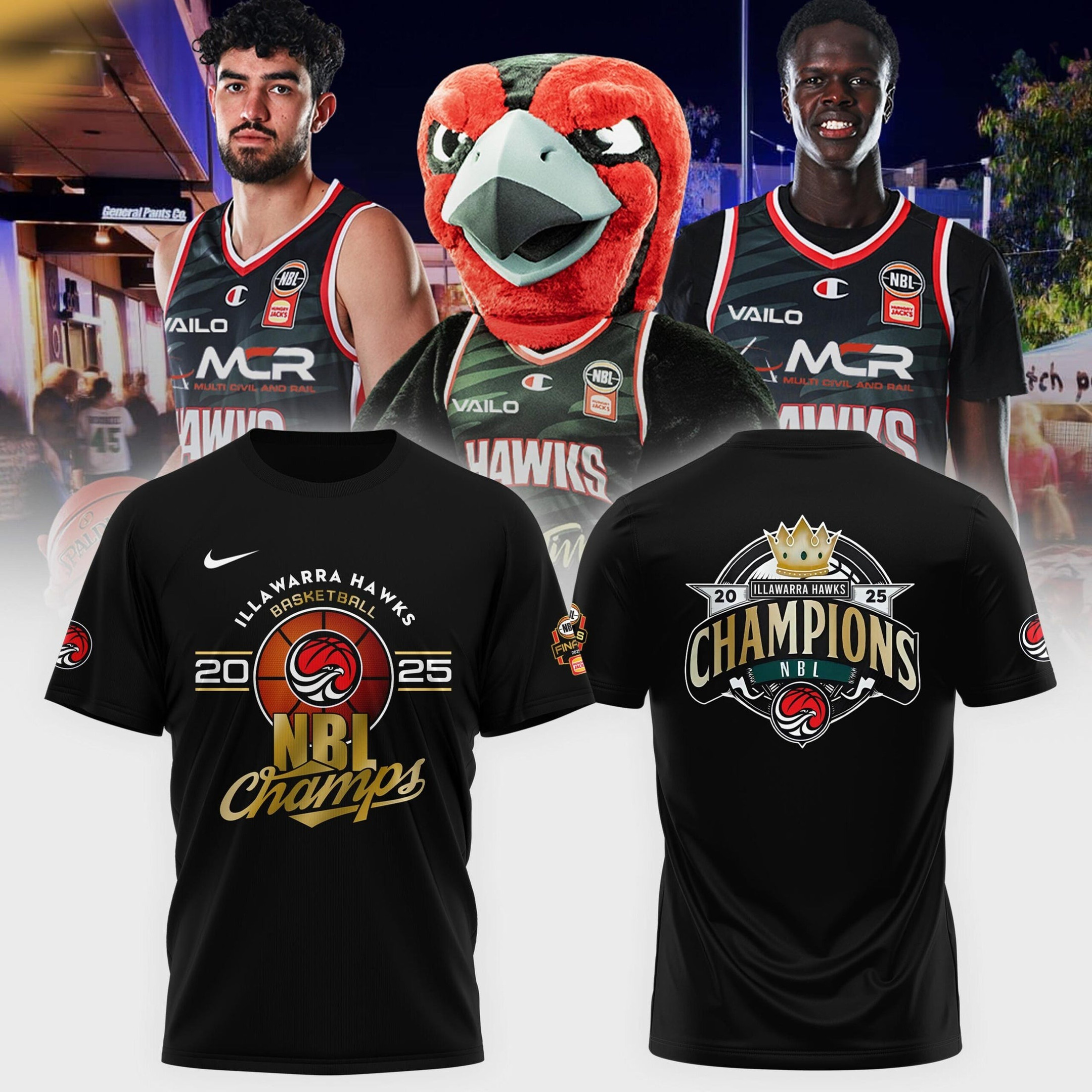 Illawarra Hawks Basketball NBL Champions 2025 Black T-Shirt Presents For Basketball Fans Oregontrailrvpk Shirt