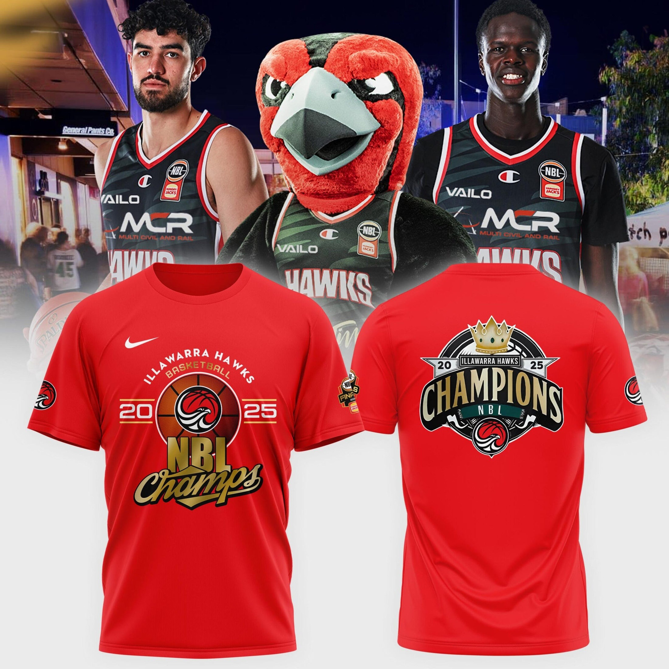 Illawarra Hawks Basketball NBL Champions 2025 Red T-Shirt Presents For Basketball Fans Oregontrailrvpk Shirt