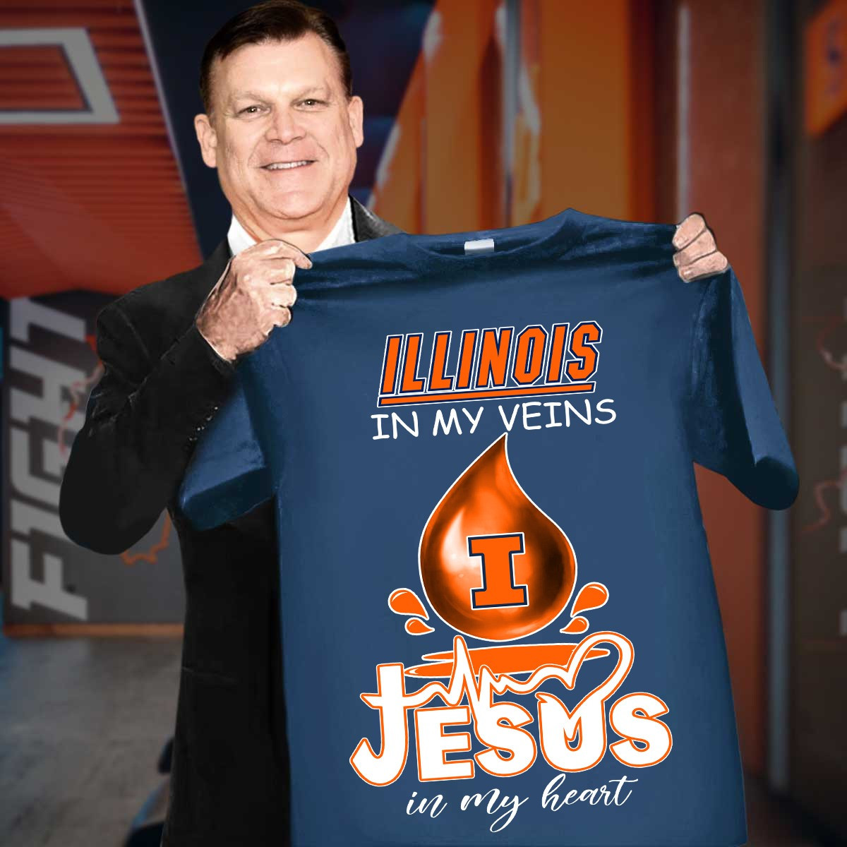 Illinois In My Veins Jesus In My Heart Shirt Faith Illinois Fighting Illini Oregontrailrvpk Shirt