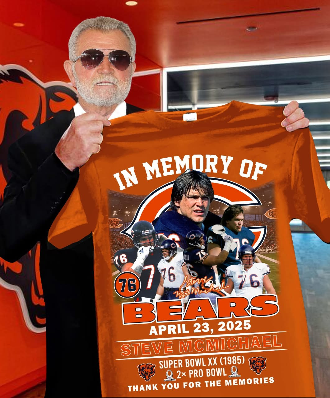 In Memory Of Steve McMichael T-Shirt Chicago Bears Legend #76 Thank You For The Memories Oregontrailrvpk Shirt