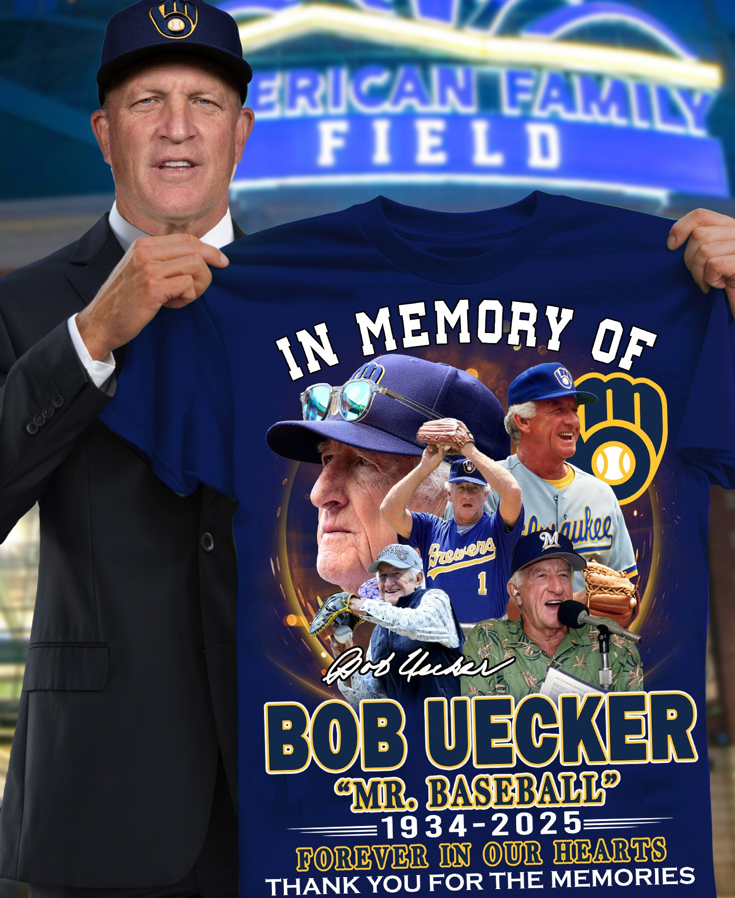 In The Memory Of Bob Uecker Mr. Baseball Thank You For The Memories T-Shirt Baseball Oregontrailrvpk Shirt