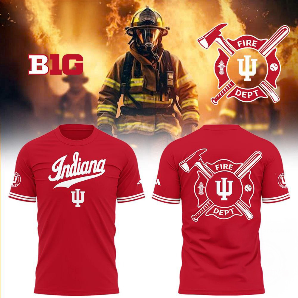 Indiana Hoosiers Baseball x Firefighter Appreciation Night Red Shirt Baseball Player Gift Ideas Oregontrailrvpk Shirt