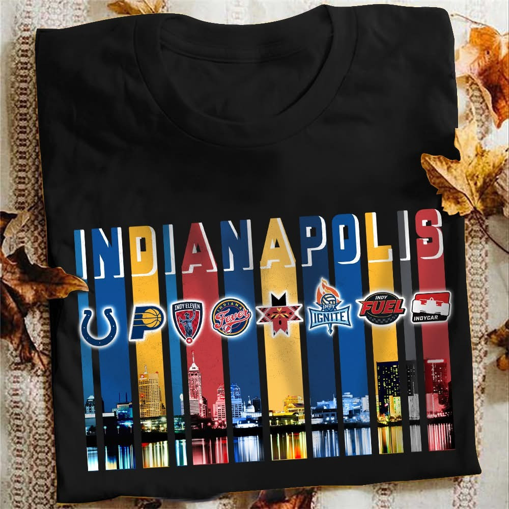 Indianapolis City Sport Teams Skyline T-Shirt Best Gifts For Indianapolis Sports Fans Oregontrailrvpk Shirt