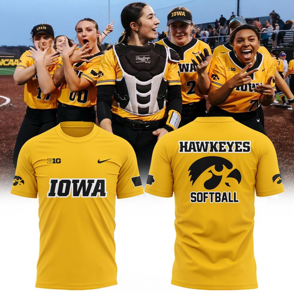 Iowa Hawkeyes Softball 2025 Yellow T-Shirt For Softball Fan Oregontrailrvpk Shirt