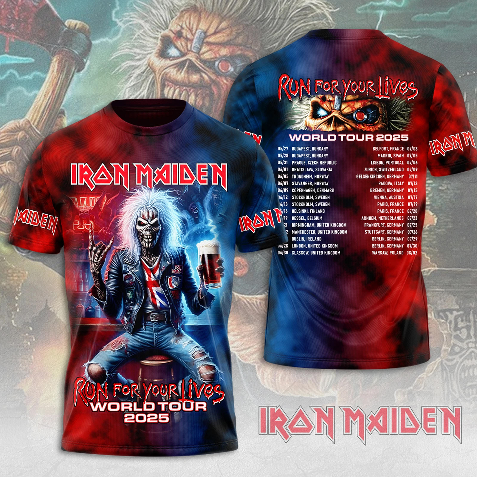 Iron Maiden Inspired Run For Your Lives World Tour 2025 12 Oregontrailrvpk Shirt