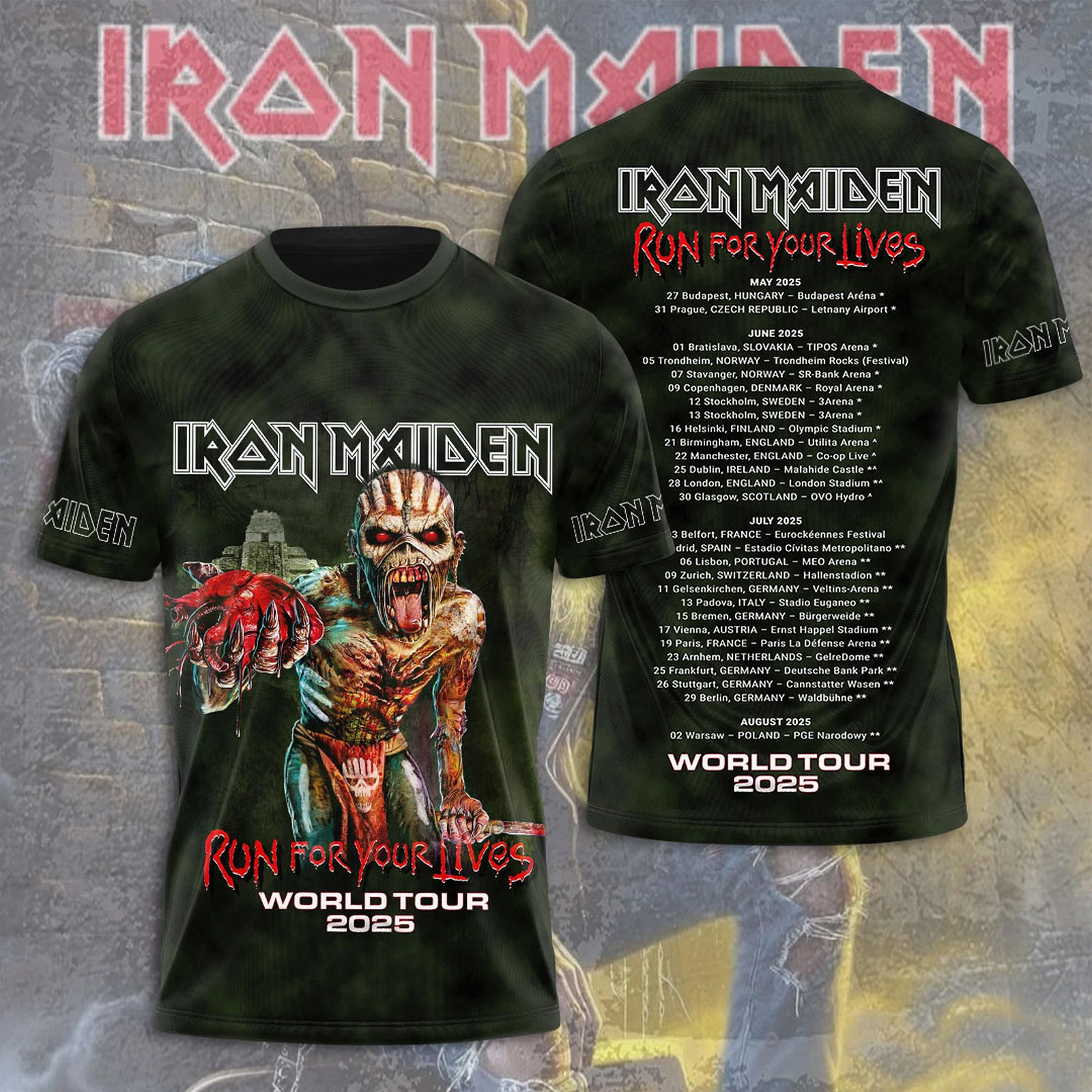 Iron Maiden Inspired Run For Your Lives World Tour 2025 13 Oregontrailrvpk Shirt