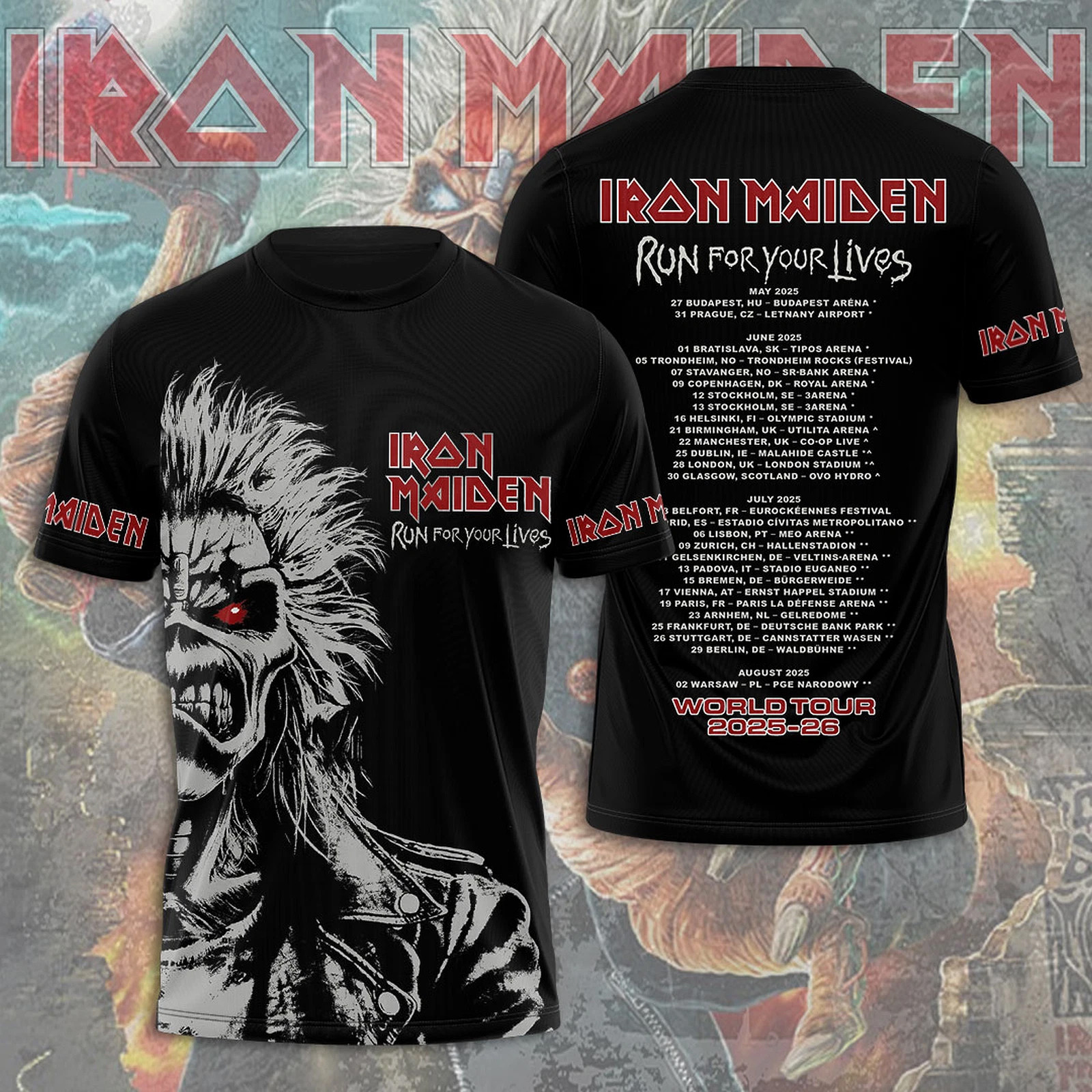 Iron Maiden Inspired Run For Your Lives World Tour 2025-26 Shirt Good Father's Day Presents Oregontrailrvpk Shirt