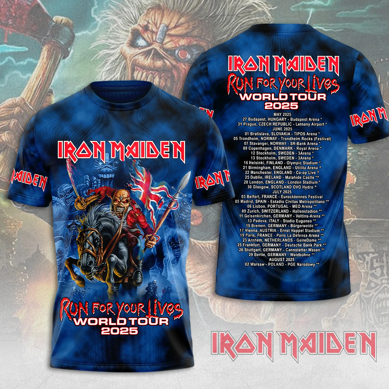 Iron Maiden Inspired Run For Your Lives World Tour 2025 3D T-Shirt Ver 1 Oregontrailrvpk Shirt