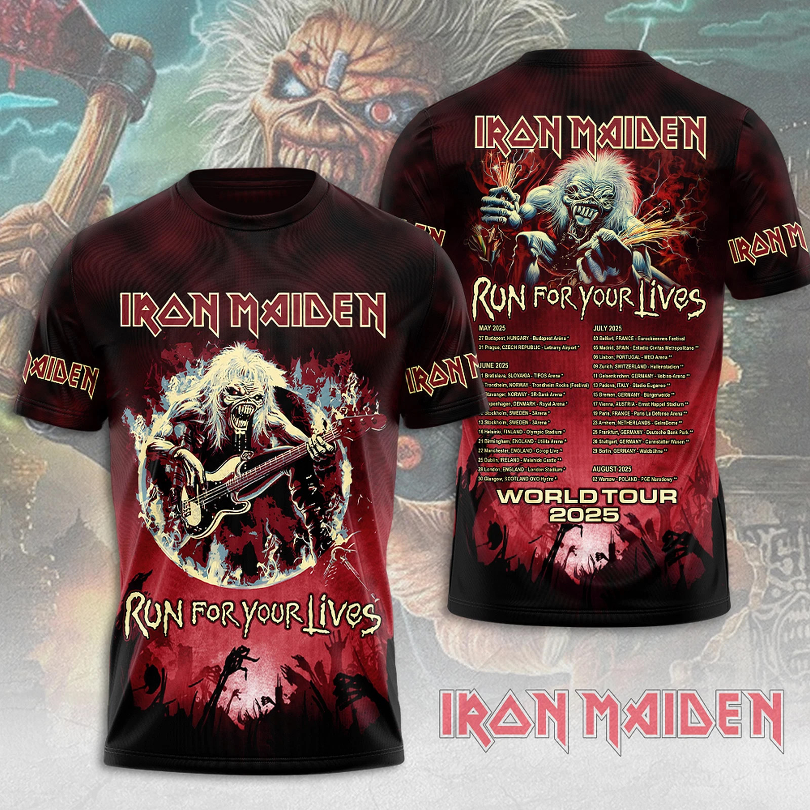 Iron Maiden Inspired Run For Your Lives World Tour 2025 9 Oregontrailrvpk Shirt