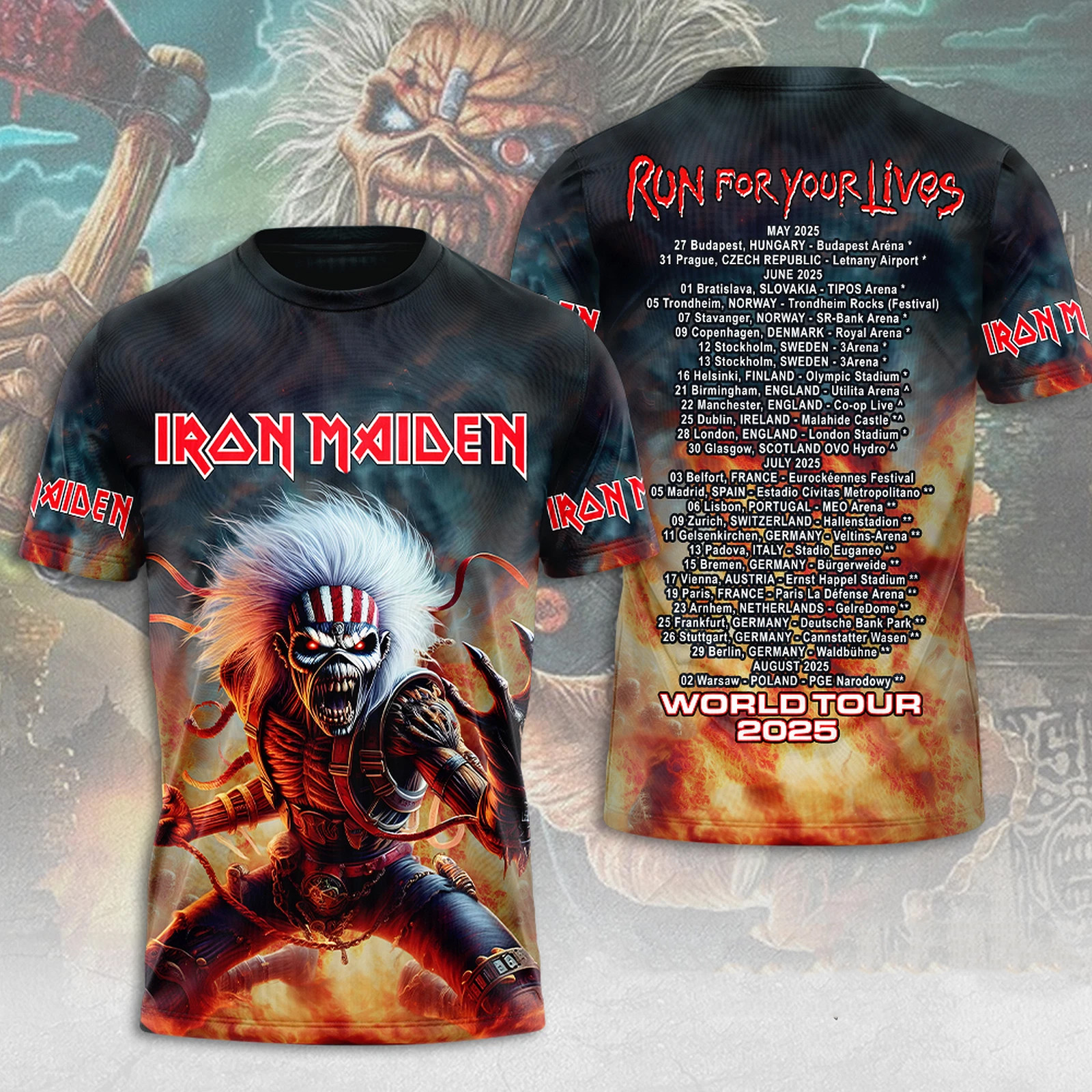 Iron Maiden Inspired Run For Your Lives World Tour 2025 T-Shirt Best Oregontrailrvpk Shirt