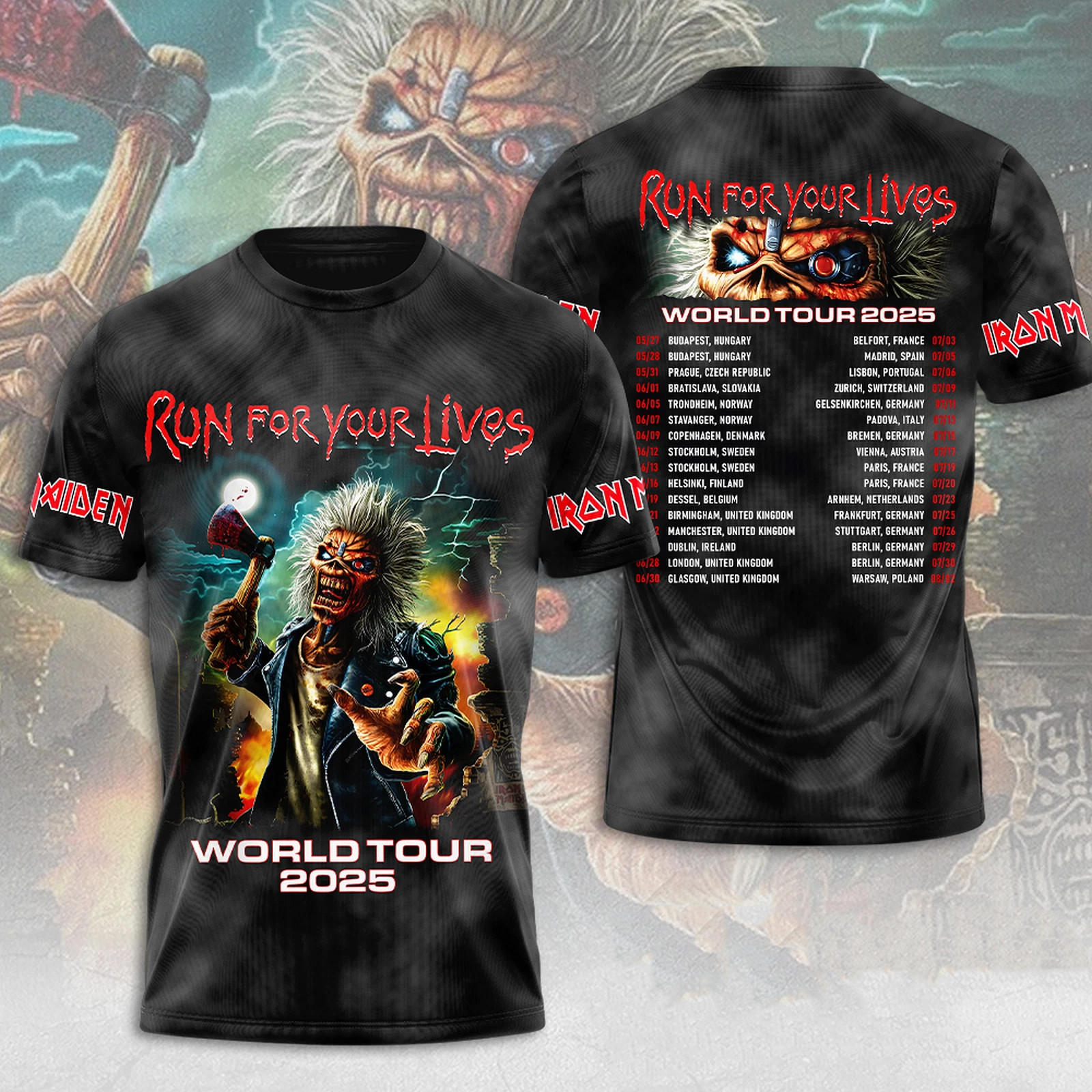 Iron Maiden Inspired Run For Your Lives World Tour 2025 T-Shirt For Music Enthusiasts Oregontrailrvpk Shirt