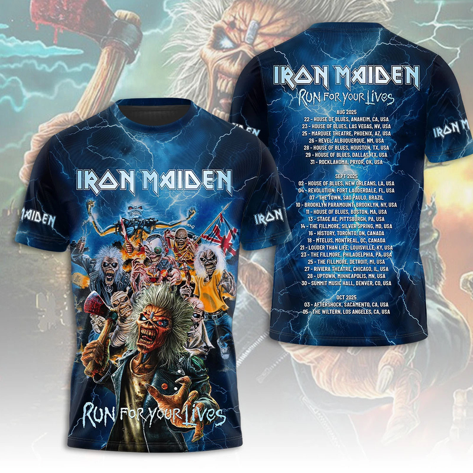 Iron Maiden Inspired Run For Your Lives World Tour 2025 T-Shirt Gift For Concert Lover Oregontrailrvpk Shirt